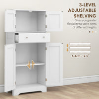 50.5" Kitchen Storage Cabinet, Modern Kitchen Pantry Cabinet with 4 Doors, Drawer, Adjustable Shelf, White