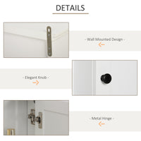 Bathroom Wall Cabinet, Wall Mounted Medicine Cabinet with 3 Open Shelves and Storage Cupboard for Laundry Room, White