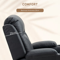 Swivel Massage Recliner Chair Rocker, Overstuffed Manual Reclining Sofa, PU Leather Rocking Chair with Side Pockets, Cup Holders, for Living Room, Nursery, Black