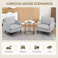 Accent Chairs Set of 2, Upholstered Armchairs with Tufted Back Cushion and Steel Legs for Living Room, Bedroom