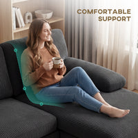 Sectional Sofa, U Shaped Couch with Double Chaise, Pillow-top Armrests and Spring Cushions, 2200lb Capacity, Dark Grey