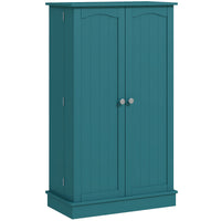 41" Storage Cabinet, 2-Door Kitchen Pantry Cabinet with 5-tier Shelving, 12 Spice Racks, Adjustable Shelves, Teal Blue