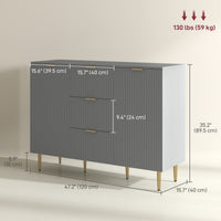 Modern Kitchen Storage Cabinet, Sideboard Buffet Cabinet w/ 3 Drawers and Adjustable Shelves for Kitchen Hallway, Grey