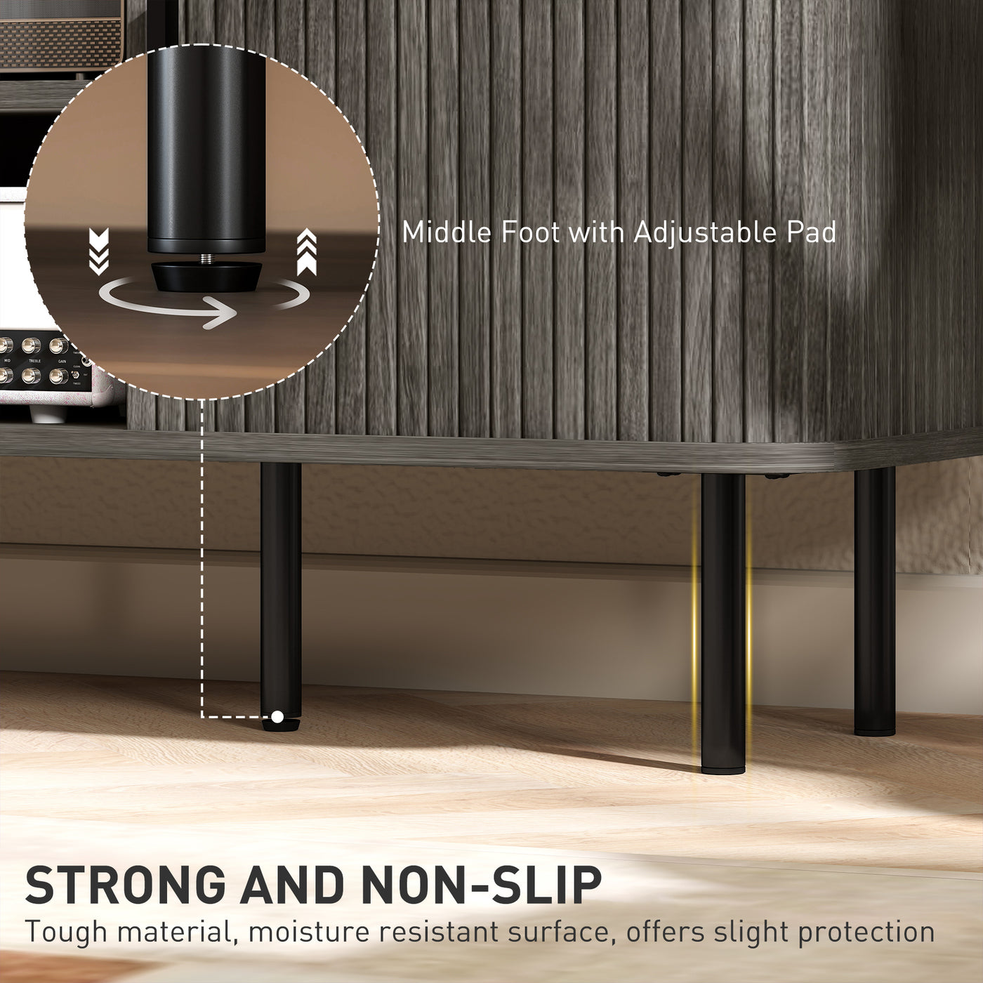 TV Stand Cabinet for TVs up to 55 Inches, TV Unit with Storage Shelves and Cabinets for Living Room, Grey