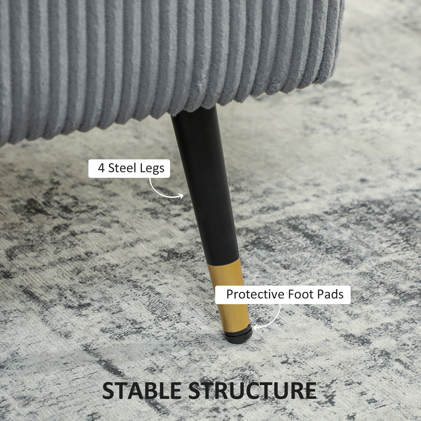 55" Loveseat Sofa, Corduroy Love Seat w/ S spring, Steel Legs and Button Tufting, Small Couch for Living Room, Dark Grey