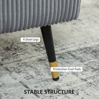 55" Loveseat Sofa, Corduroy Love Seat w/ S spring, Steel Legs and Button Tufting, Small Couch for Living Room, Dark Grey