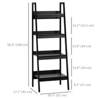 Set of 2, 4 Tier Ladder Shelf Bookcase, Multi-Use Display Rack, Storage Shelving Unit Display Stand, Flower Plant Stand, Home Office Furniture, Black
