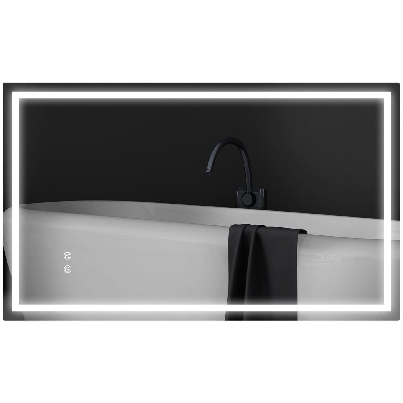 39" x 24" Bathroom Mirror with LED Lights, Wall Mounted Vanity Mirror with Anti-Fog Pad and Touch Button, Clear
