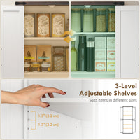 72" Pantry Cabinet, Farmhouse Freestanding Kitchen Storage Cabinet with Adjustable Shelves for Dining Room, White