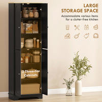 72" Tall Pantry Cabinet, Kitchen Pantry Cabinet with Adjustable Shelves, Storage Cabinet with 4 Doors, Black