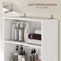 Over The Toilet Storage Cabinet, Freestanding 4-Tier Bathroom Organizer with Adjustable Shelf and 2 Doors, White