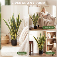 30" Artificial Snake Plant with 21 Leaves in Pot, Decorative Fake Plant for Home, Office, and Living Room, Green