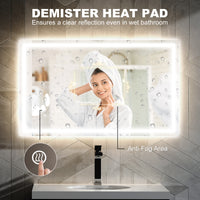39" x 24" Bathroom Mirror with LED Lights, Wall Mounted Vanity Mirror with Anti-Fog Pad and Touch Button, Clear