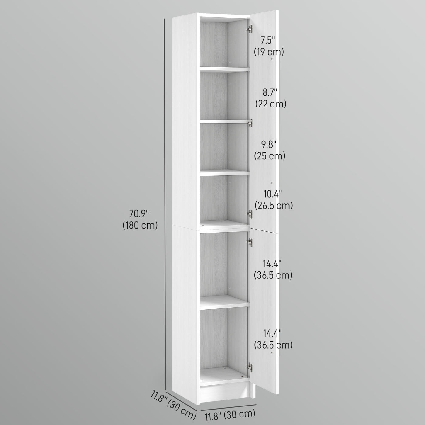 Freestanding Tall Bathroom Storage Cabinet with Adjustable Shelves, Bathroom Organizer, White Wood Grain