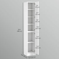 Freestanding Tall Bathroom Storage Cabinet with Adjustable Shelves, Bathroom Organizer, White Wood Grain
