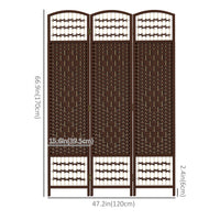 3 Panel Folding Room Divider, Portable Privacy Screen, Wave Fiber Room Partition for Home Office, Brown
