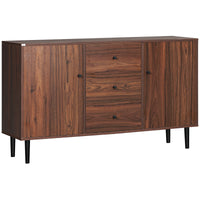 Kitchen Storage Sideboard, Buffet Cabinet with 2 Cupboard, 3 Drawers and Adjustable Shelves for Living Room Rustic Brown
