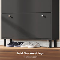 Narrow Shoe Cabinet with 4 Flip Drawers, Shoe Storage Cabinet with Adjustable Shelves, Holds 24–32 Pairs, Black