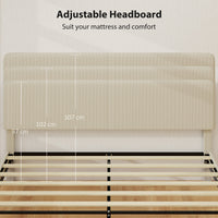 King Size Bed Frame with Adjustable Upholstered Headboard Platform Bed Frame Wood Slat Support Noise Free Light Grey