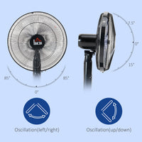 Standing Floor Fan with Remote Control, Stand Up Cooling Fan, Tall Pedestal Electric Fan for Bedroom, Black
