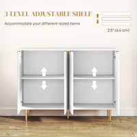 Modern Kitchen Storage Cabinet, Sideboard Buffet Cabinet with Adjustable Shelves for Kitchen Hallway, White