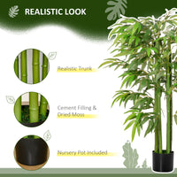 4.6FT Artificial Bamboo Tree Faux Decorative Plant in Nursery Pot for Indoor Décor