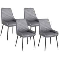 Upholstered Kitchen Chairs, Modern Dining Chairs Set of 4 with Diamond Tufting and Steel Legs for Dining Room, Grey