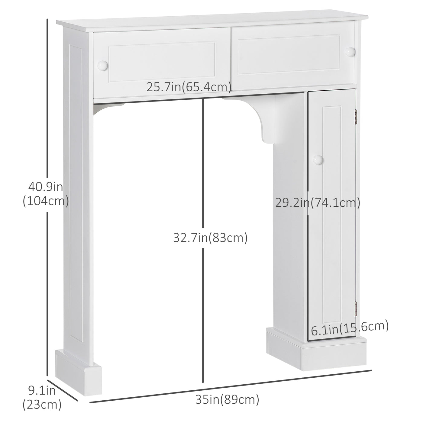 Modern Over The Toilet Storage, Bathroom Cabinets Over Toilet with 2 Sliding Doors, 3 Adjustable Shelves, White