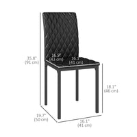 Set of 6 Modern Dining Chairs, Tufted High Back Side Chairs with Upholstered Seat, Steel Legs for Living Room, Black
