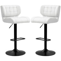 Swivel PU Leather Barstools Set of 2 Adjustable Bar Stools with Footrest Back for Kitchen Counter Dining Room White