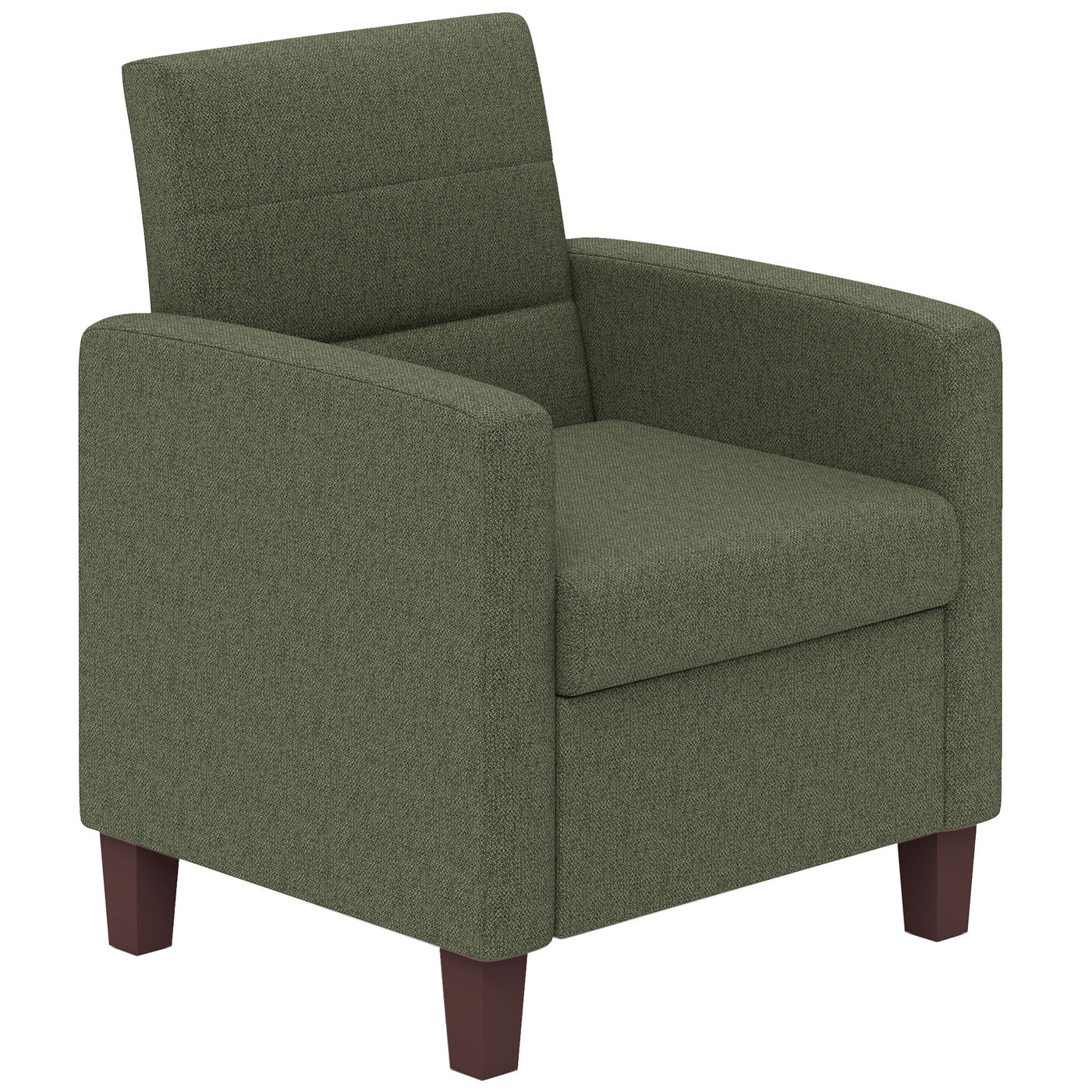 Fabric Accent Chair, Modern Armchair with Seat Cushion and Non-Slip Pads for Living Room, Bedroom, Dark Green