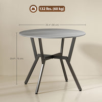 35" Round Dining Table, Modern Dining Room Table with Steel Frame, Space Saving Small Kitchen Table, Grey