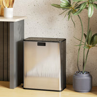 Dual Trash Can with Soft-Close Lid, Garbage Can with Removable Inner Bucket for Kitchen 2 x 7.4 Gal (2 x 28 L), Silver