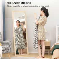64" x 21" Full Length Mirror, Standing, Wall-Mounted or Leaning Against Wall, for Bedroom, Living Room, Beige