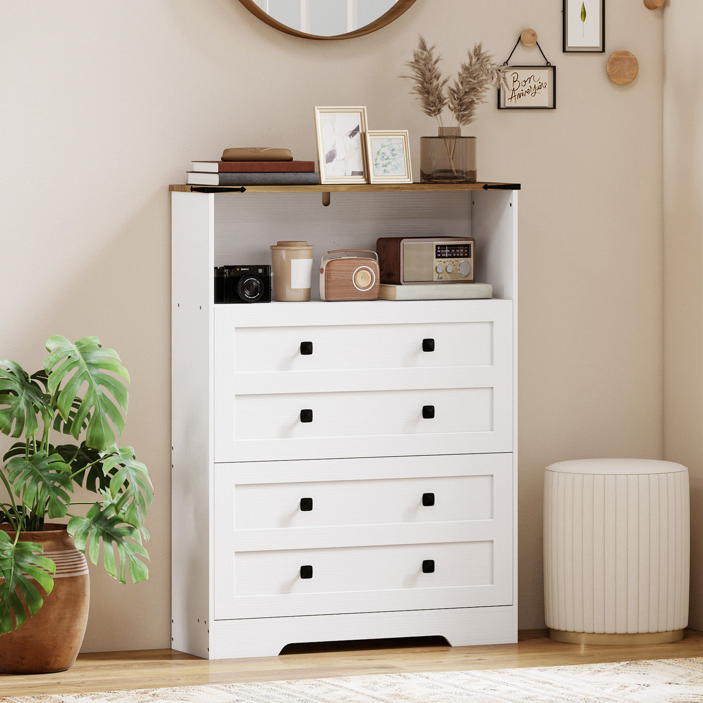 Shoe Cabinet with 2 Flip Drawers, Narrow Shoe Storage Cabinet, White