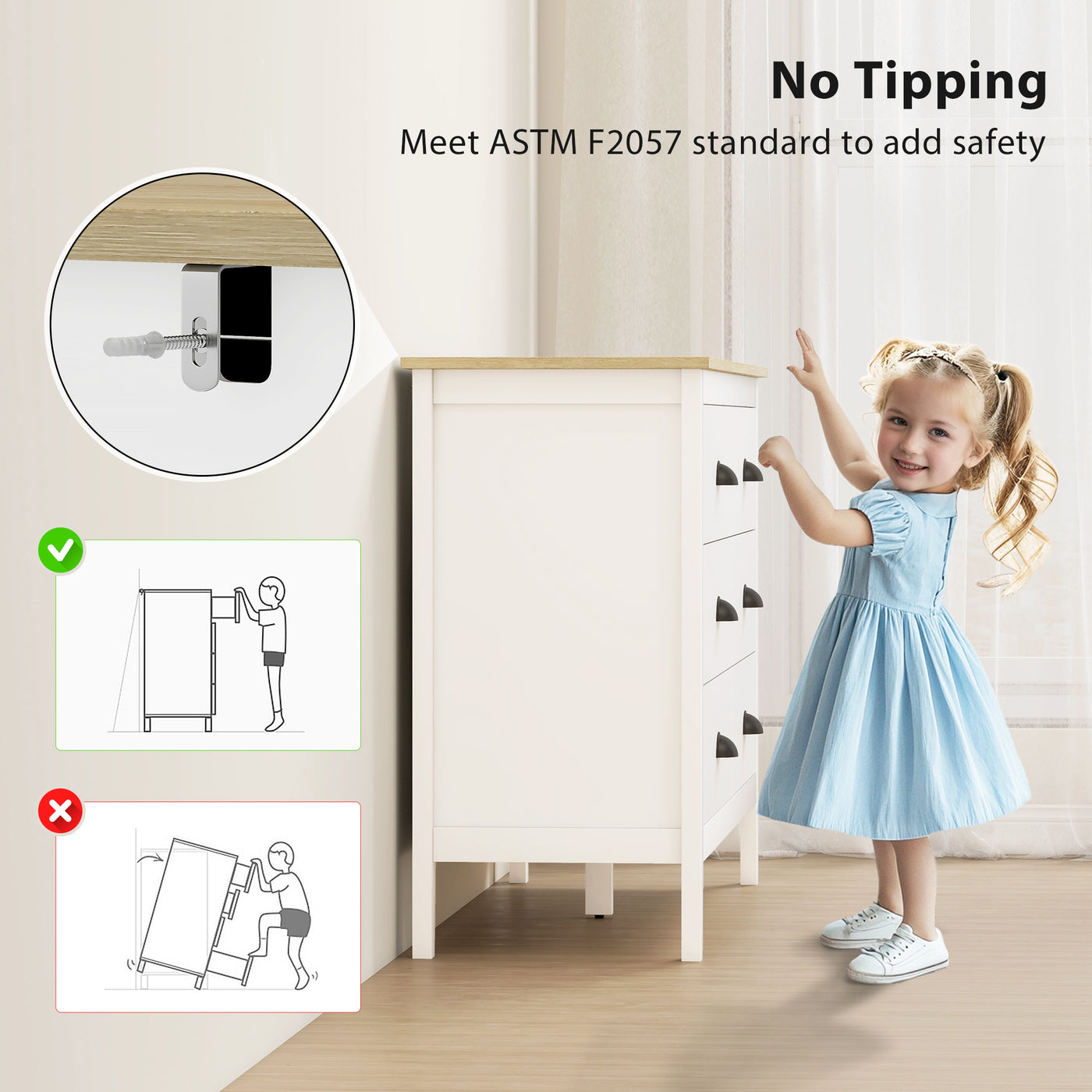 Chest of Drawers with Quiet Slides, Modern 6 Drawer Dresser for Bedroom, Closet, Living Room, Entryway, White
