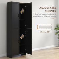 67" 4-Door Kitchen Pantry Cabinet, Freestanding Storage Cabinet Cupboard with Adjustable Shelves, Black