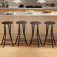 Set of 4 Foldable Barstools, Counter Height Bar Stools with Footrest and Steel Legs for Kitchen Island, Black