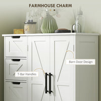 Bathroom Floor Cabinet, Farmhouse Bathroom Storage Cabinet with Adjustable Shelf, White