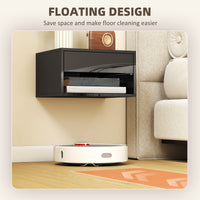 Floating Bedside Tables Set of 2, Wall-Mounted Nightstand, High Gloss Black