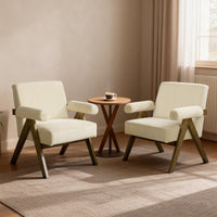 Corduroy Accent Chair Armchair with Wide Seat and Soft Padded Armrests for Reading, Bedroom, Beige