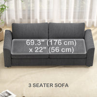 3 Seater Sofa, 83.5" Modern Upholstered Couch with Pocket Spring and 2 Scatter Cushions for Living Room, Dark Grey
