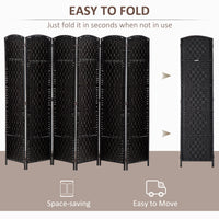 6ft Folding Room Divider, 6 Panel Wall Partition with Wooden Frame for Bedroom, Home Office, Black