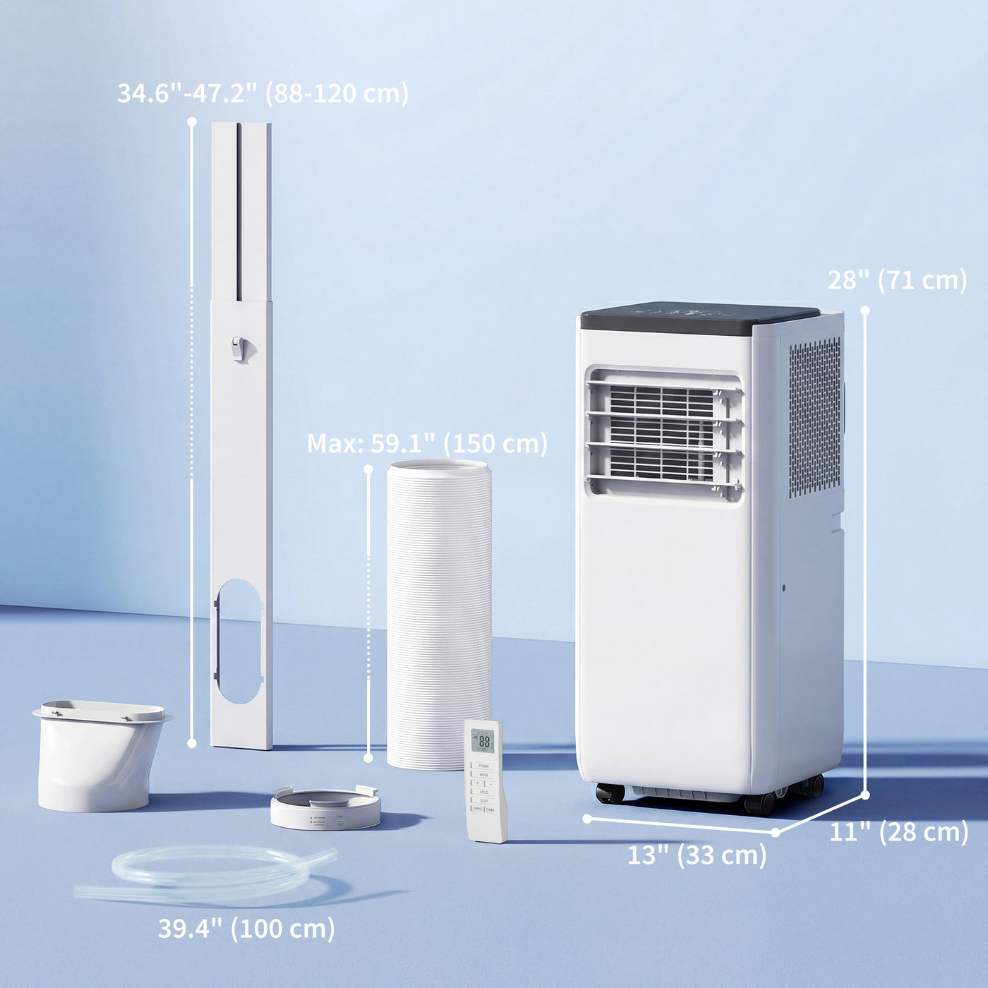 8000 BTU Portable 4-in-1 Air Conditioner with Cool, Dehumidifier, Fan, Sleep, WiFi Voice Remote Control, White
