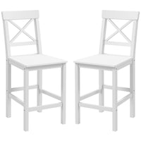 Counter Height Stools Set of 2, Farmhouse Bar Stools with Backs, Solid Wood Counter Stools for Kitchen Island White