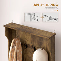 4-In-1 Hall Tree with Coat Rack, Top Shelf, Shoe Storage and Bench Seat, Entryway Bench with 4 Hooks, Rustic Brown