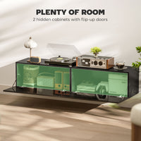 Floating TV Stand with Storage Cupboards for 45, 55, 65in TVs, Wall Mounted TV Console Entertainment Unit, Black