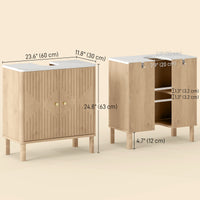 Floor Standing Bathroom Vanity, Bathroom Vanity Cabinet with Adjustable Shelf, Oak
