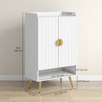 Entryway Shoe Storage Cabinet, Narrow Shoe Cabinet with Adjustable Shelves and Open Shelf for 15 Pairs of Shoes, White