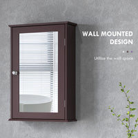 Bathroom Mirror Cabinet, Wall Mounted Medicine Cabinet with Door and Shelves, Dark Brown